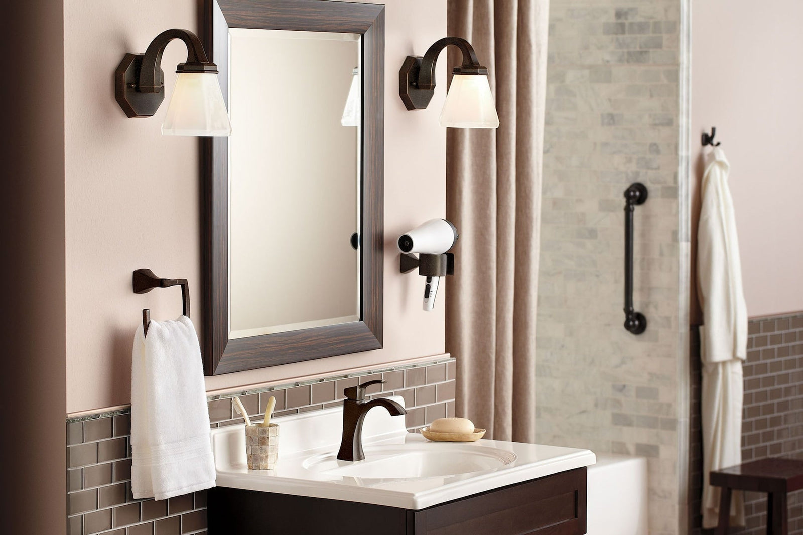 Voss Double Handle High Arc Single Hole Bathroom Sink Faucet, WaterSense Certified, Oil Rubbed Bronze L6K6 - product image 3