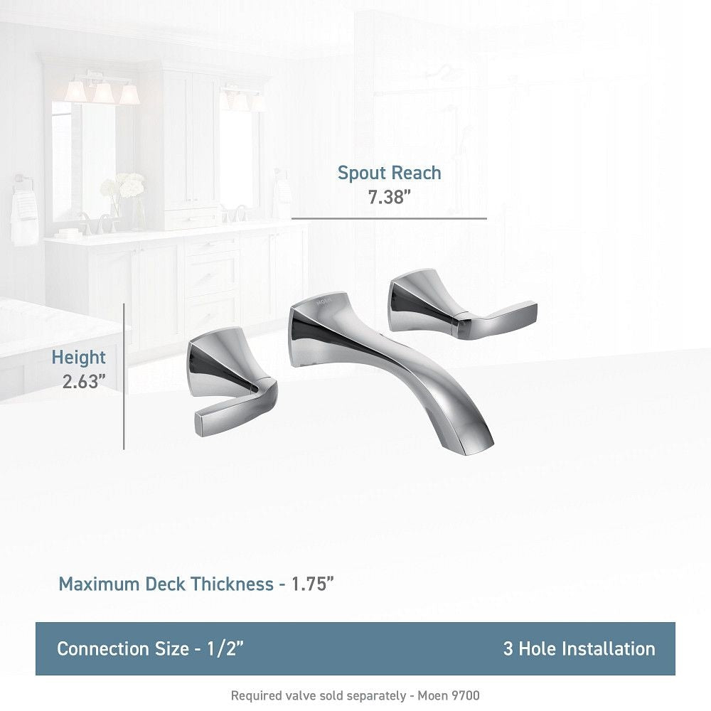 Voss Two-Handle Wall Mount Bathroom Faucet Trim Kit (Valve Required), Chrome B3U6 - product image 2