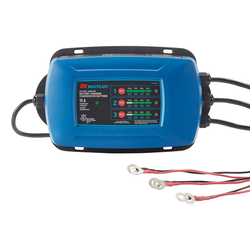 Nautilus 3-Bank Onboard Smart Battery Charger/Maintainer, Fully Automatic, 15-Amp, 12V M9U7