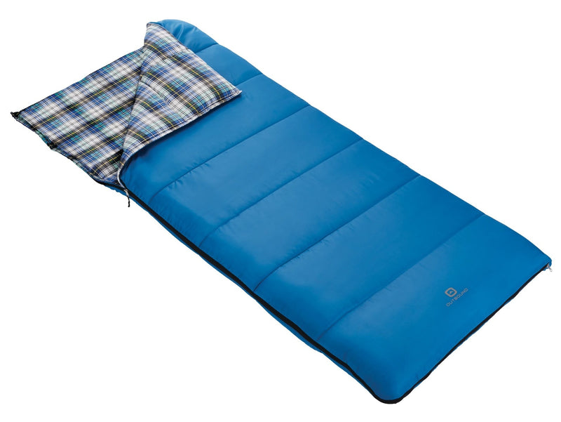 Comfort 5°C Insulated Cotton Lined Mild Weather Sleeping Bag with Compression Sack, Blue O3I4