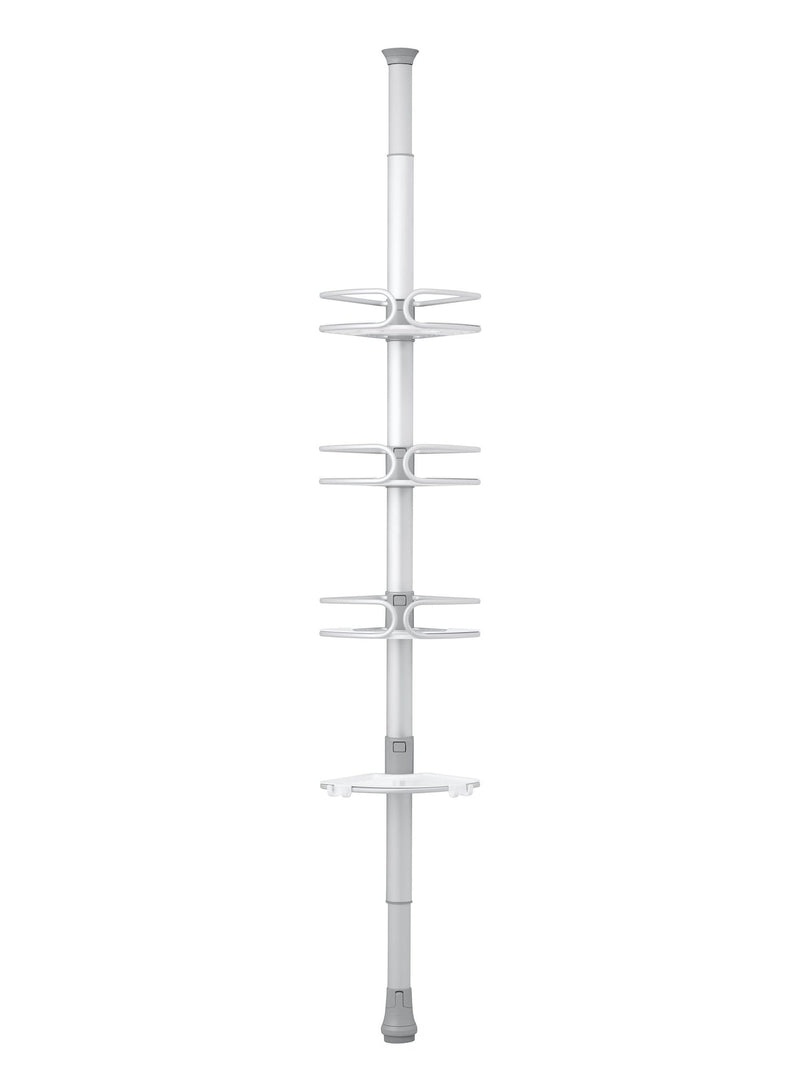 Aluminum Quick Extend Tension Pole Shower Caddy, Grey, 9-ft U3J5