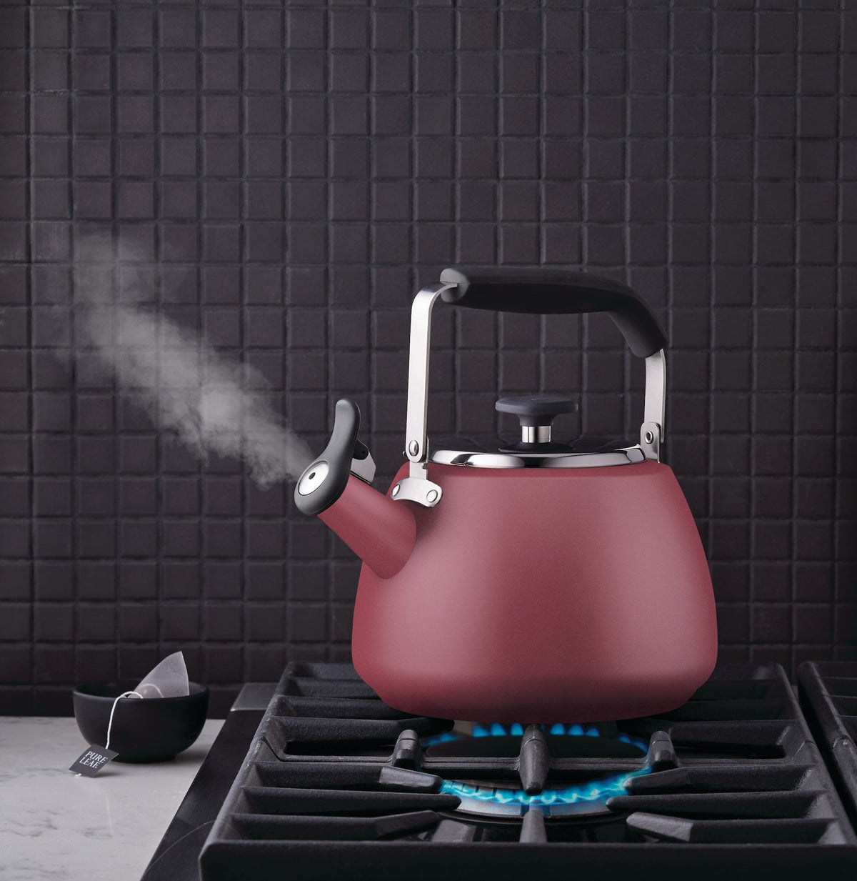 Stainless Steel Stovetop Kettle, 1.9-L, Red N3Q6 - product image 2