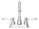 Henlow Double Handle High Arc 4-in Centreset Bathroom Sink Faucet, Push & Seal Drain, Polished Chrome B3A1 - product image 1