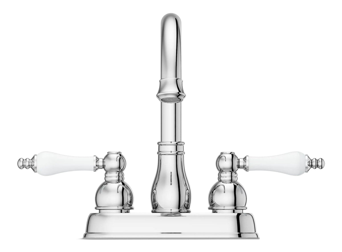 Henlow Double Handle High Arc 4-in Centreset Bathroom Sink Faucet, Push & Seal Drain, Polished Chrome B3A1 - product image 1