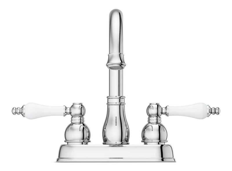 Henlow Double Handle High Arc 4-in Centreset Bathroom Sink Faucet, Push & Seal Drain, Polished Chrome B3A1