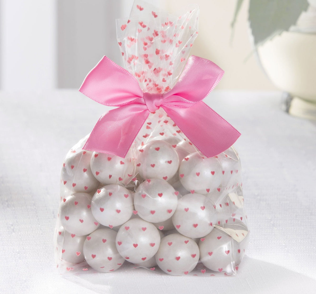 Cello Treat Party Bags, Pink/Clear, Hearts, 10-in, 12-pk, for Gender Reveal/Baby Shower M0P7 - product image 1