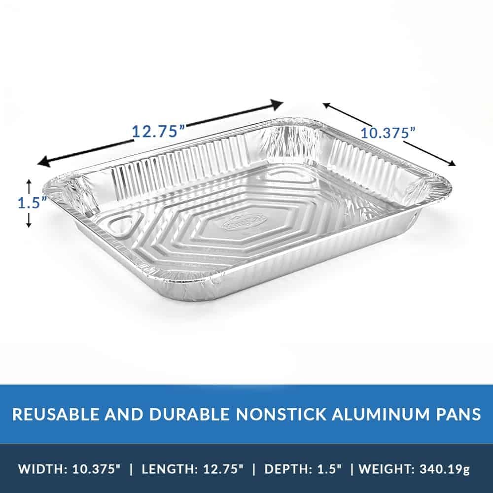 Foil Reusable Half Size Steam Baking Pan, Silver, 12-in, for Baking/Cooking/Steaming F0U3 - product image 4