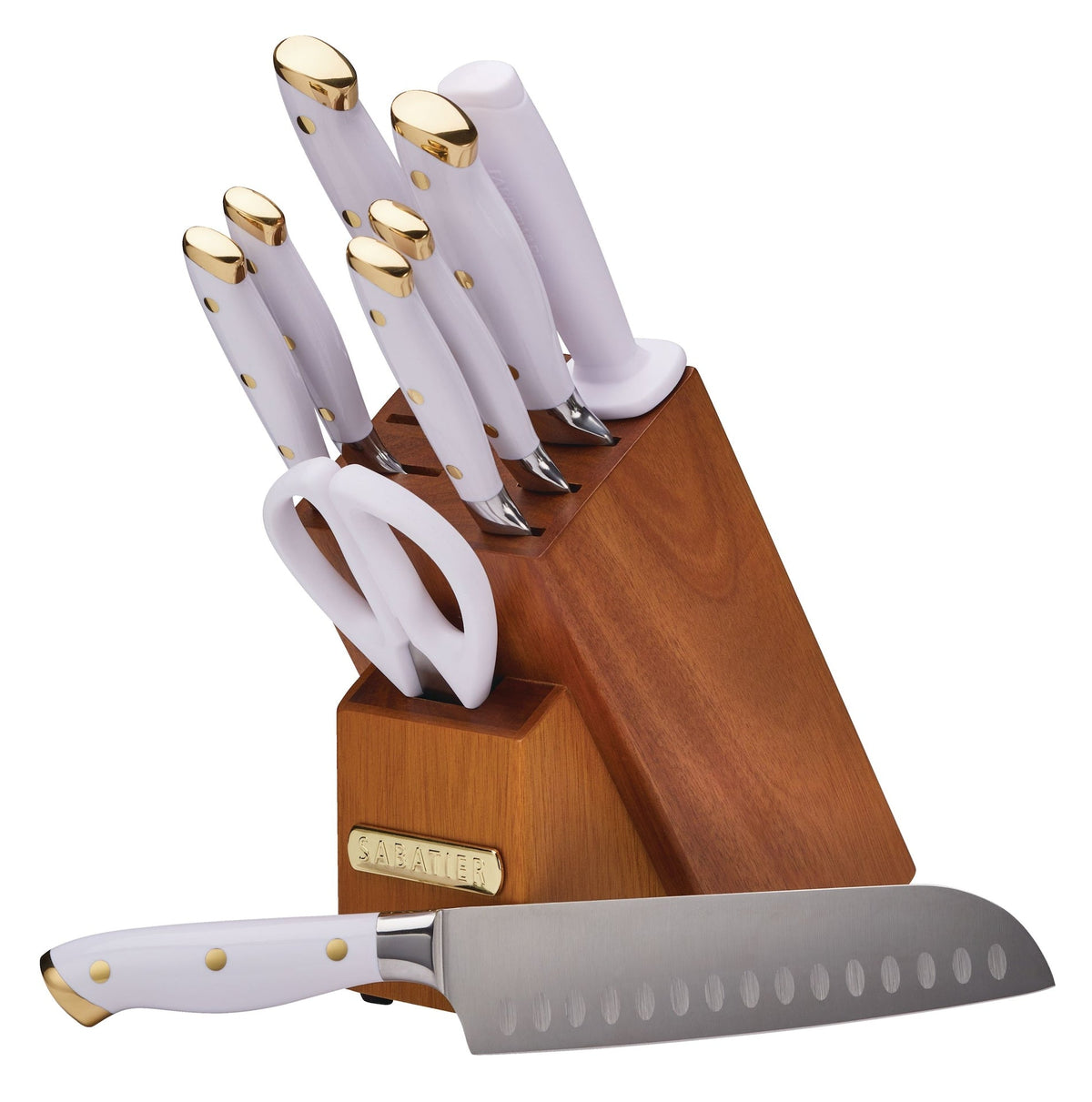 Forged Knife Block Set, White/Gold, 10-pc X0B3 - product image 1