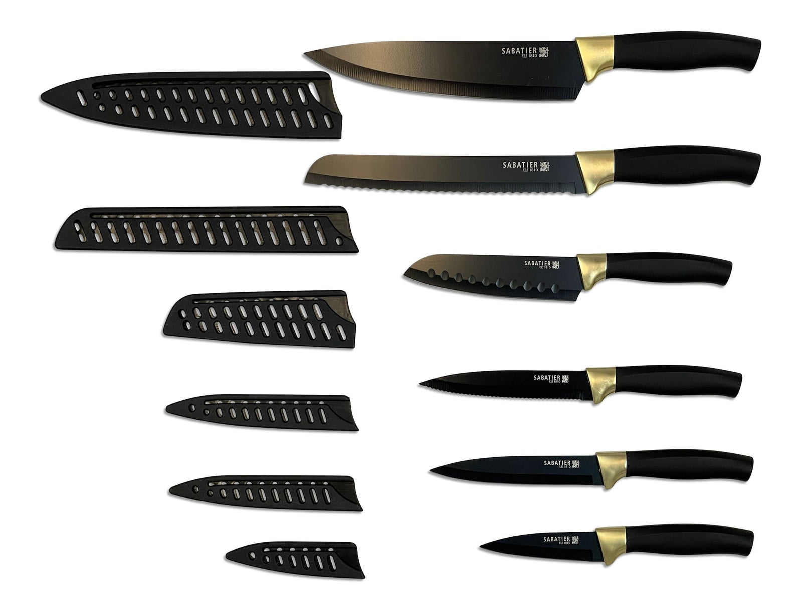 Knife Set with Covers, Black/Gold, 12-pc C3Y3 - product image 1