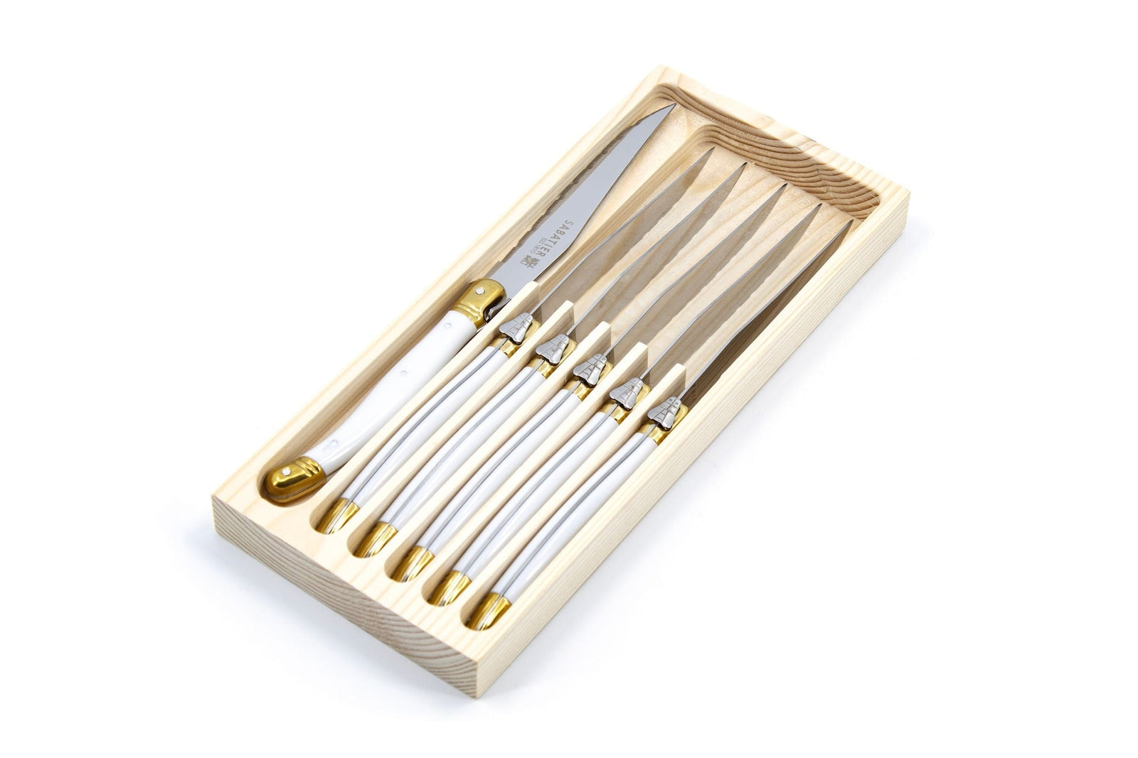 Laguiole Steak Knife Set, White/Gold, 6-pc O8W3 - product image 1