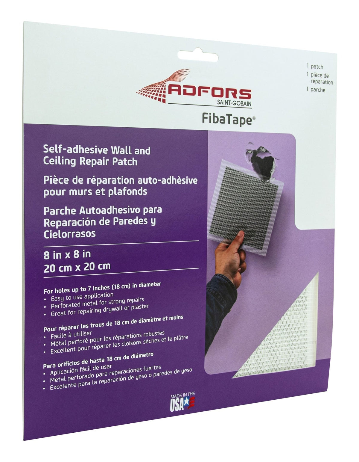 Self-Adhesive Wall & Ceiling Hole Repair Patch For Drywall & Plaster, 8 x 8-in Q3O2 - product image 2