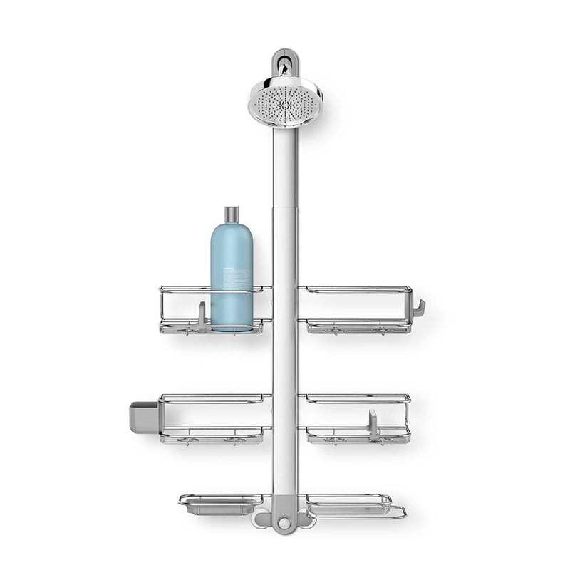 XL Rust-Resistant Adjustable Shelves Shower Caddy, Silver M4N5