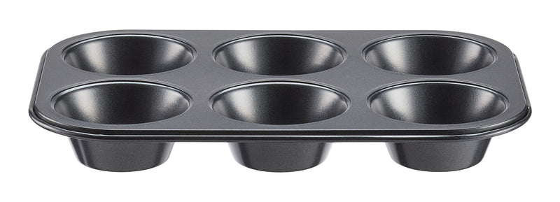 Dark Grey Non-Stick Carbon Steel Muffin Pan, 6-Cup O0W6