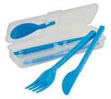 Cutlery Set To Go, Modular Travel Plastic Cutlery Set with Knife, Fork, Spoon, Chopsticks and Case E4M2 - product image 1