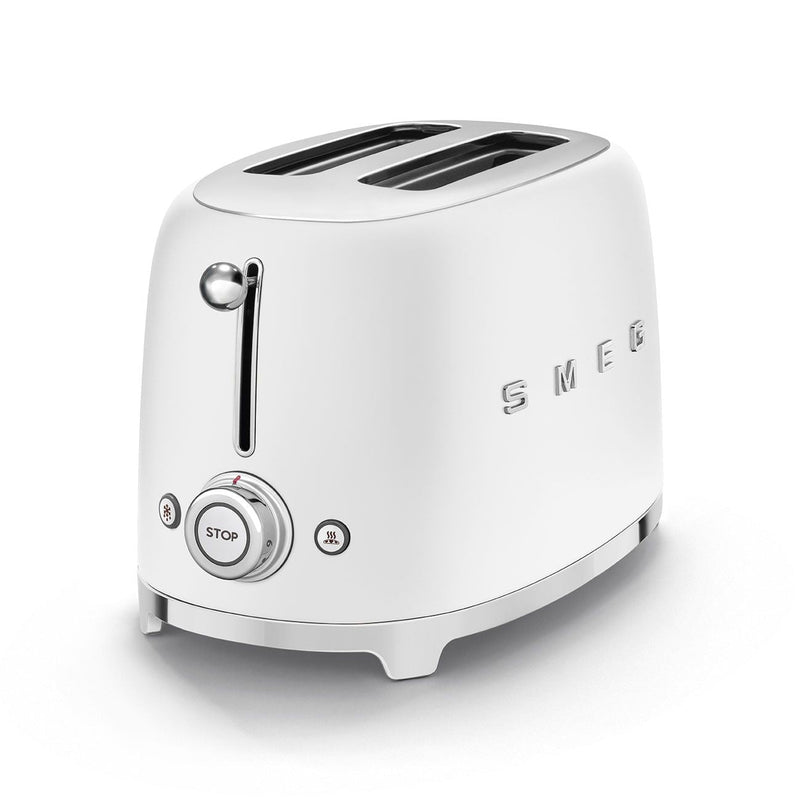 50's Retro Style Wide Slot Pop Up Electric Toaster with 6 Settings, 2-Slice, Matte White W7G6