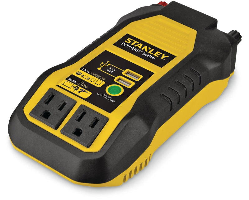 500W Inverter & Power Outlet with Battery Clamps, USB Ports, 12V DC Adapter C7A1