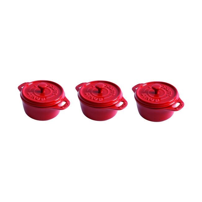 3 piece Cocotte Set Cherry Q1W0