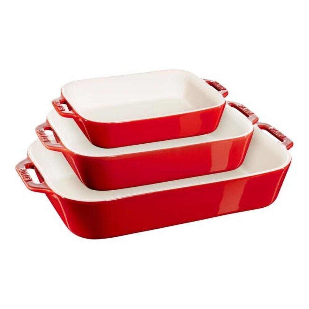 Nestable Cherry Non-Stick Ceramic Rectangular Baking Dish Set, 3-pc F0H2 - product image 1