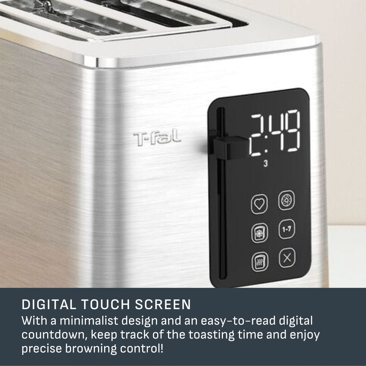 2-Slice Stainless Steel Digital Toaster, Extra wide slots, 7 Browning levels R4O6 - product image 8
