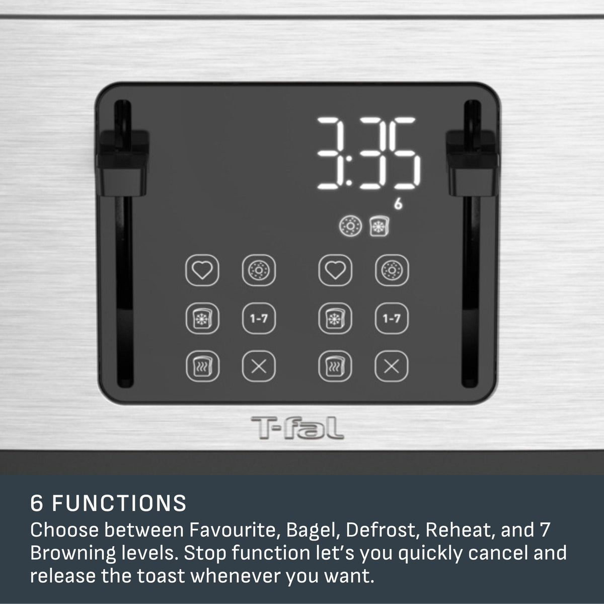 4-Slice Stainless Steel Digital Toaster, Extra wide slots, 7 Browning levels S1D1 - product image 4