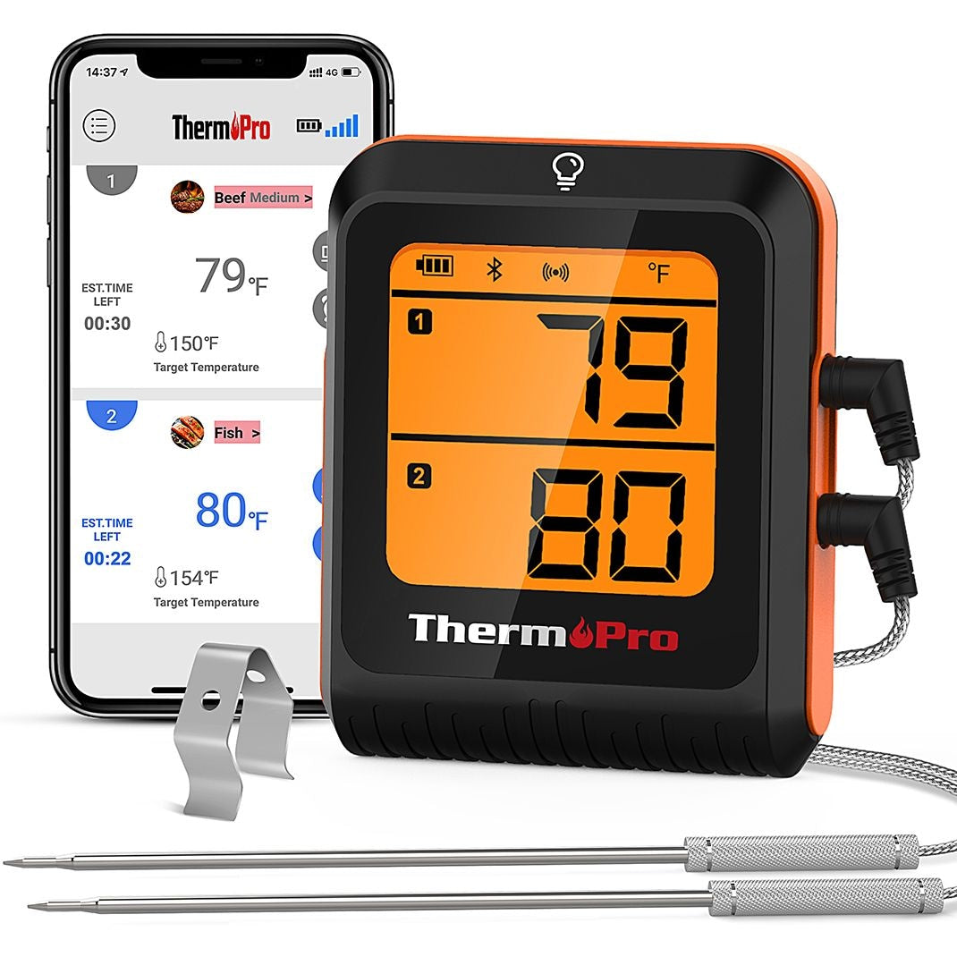 2-Probe Digital-Read Bluetooth Wireless Food & Meat Cooking Thermometer with Backlight Display & Rechargeable Battery A8Z5 - product image 1