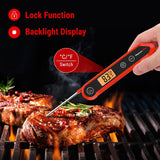 Waterproof Digital Instant-Read Folding Meat Thermometer with Swivel Probe, Black/Red W1M7 - product image 1