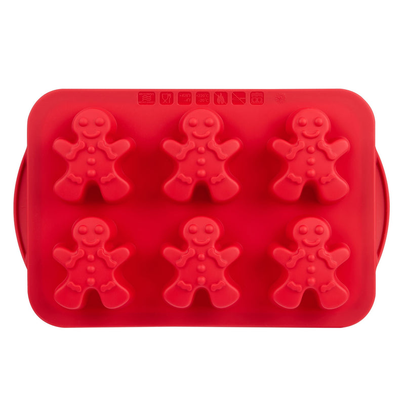 Dishwasher Safe Red Silicone Gingerbread Pan, 6-pk Z7P8
