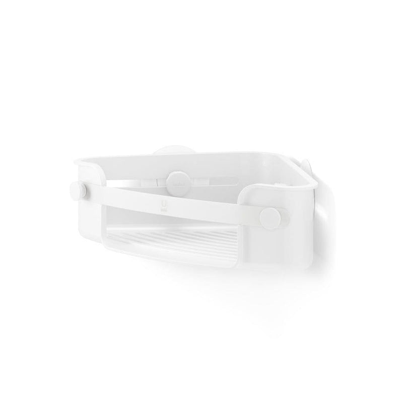 Flex Gel-Lock Rust-Resistant Corner Shower Caddy, with Hooks, White A7E3