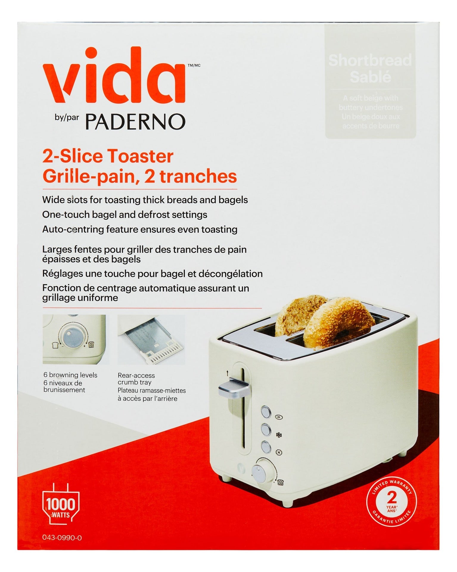 Colour Series 2-Slice Toaster with 3 Settings, Shortbread X9W0 - product image 6