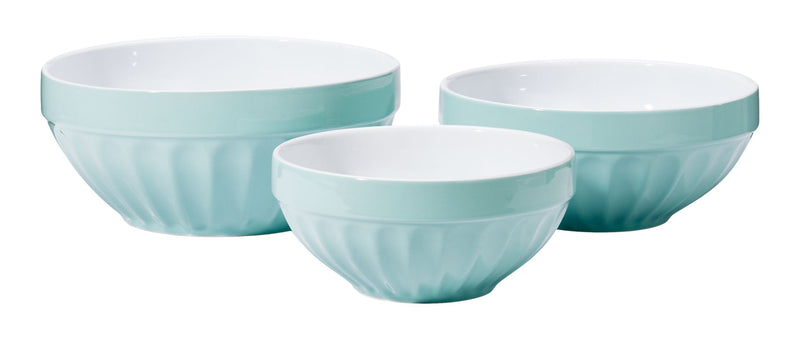 White/Blue Ceramic Mixing Bowl Set, 3-pc K2D1