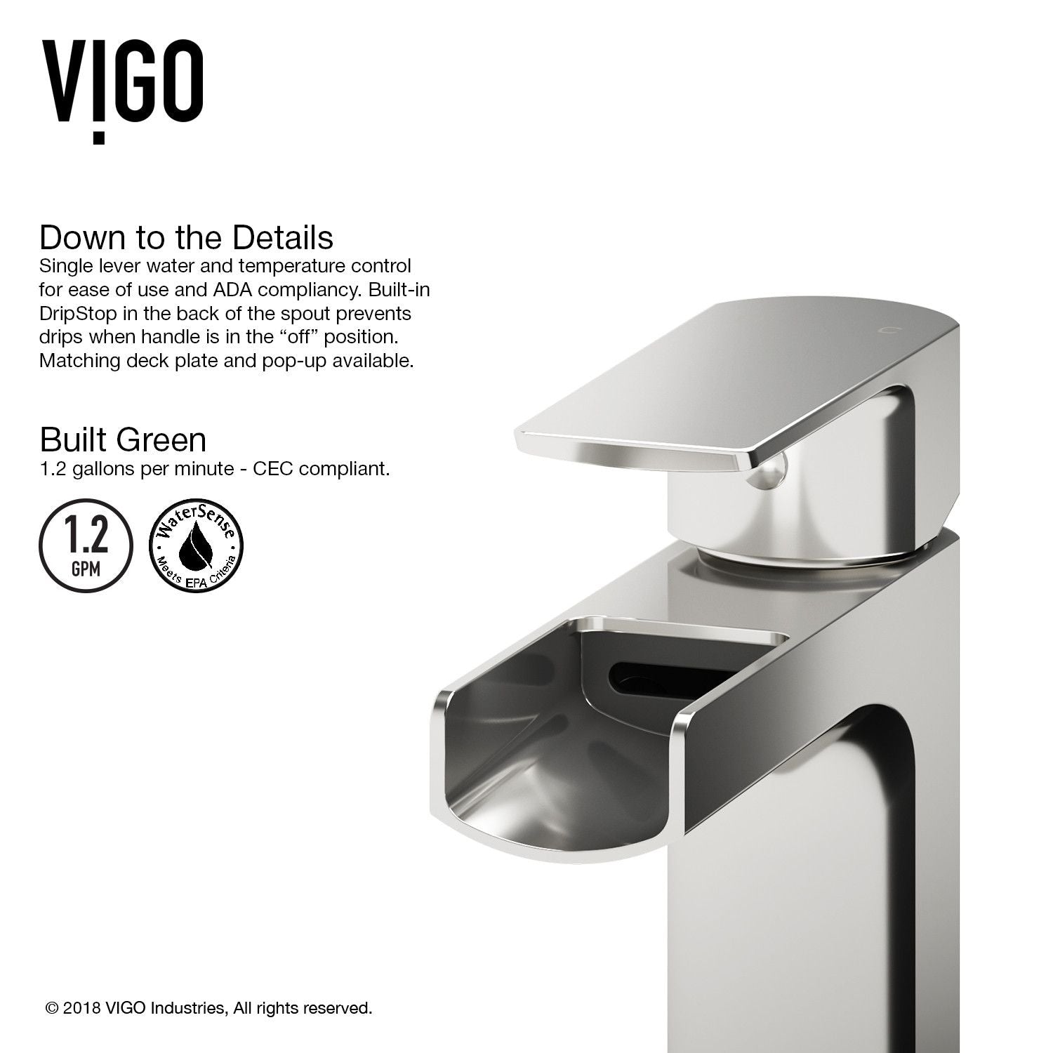 Amada Single Handle Vessel Single Hole Bathroom Sink Faucet, WaterSense Certified, Chrome G2Q0 - product image 6