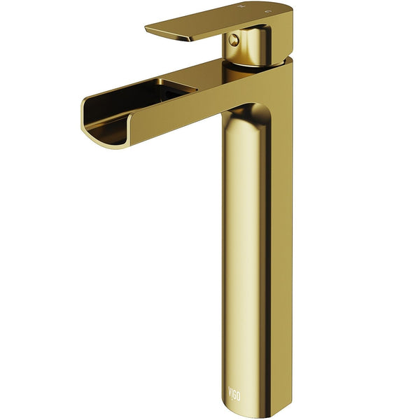 Amada Single Handle Vessel Sink Bathroom Faucet, Matte Brushed Gold K3M1