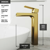 Amada Single Handle Vessel Sink Bathroom Faucet, Matte Brushed Gold U0K9 - product image 3