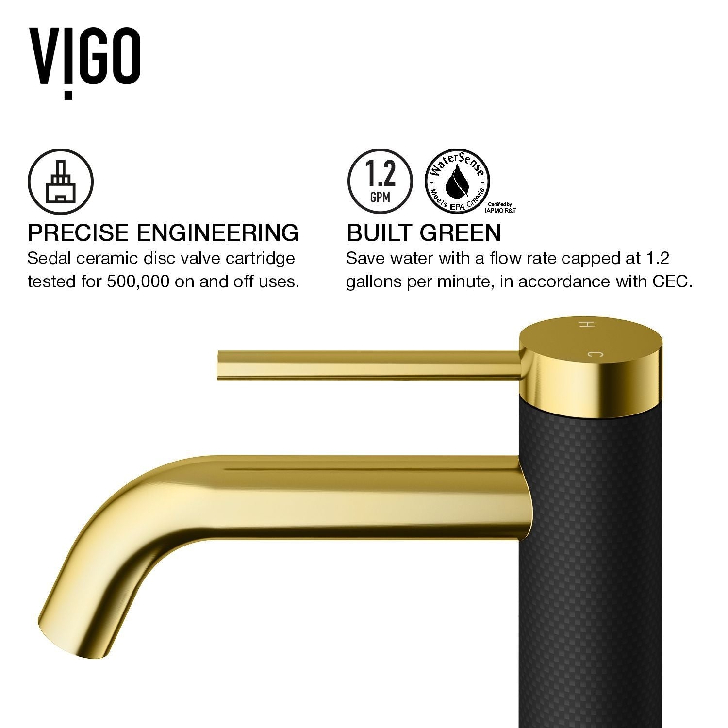 Lexington 8-in Gold/Carbon Fiber Vessel Bathroom Faucet O0I7 - product image 4