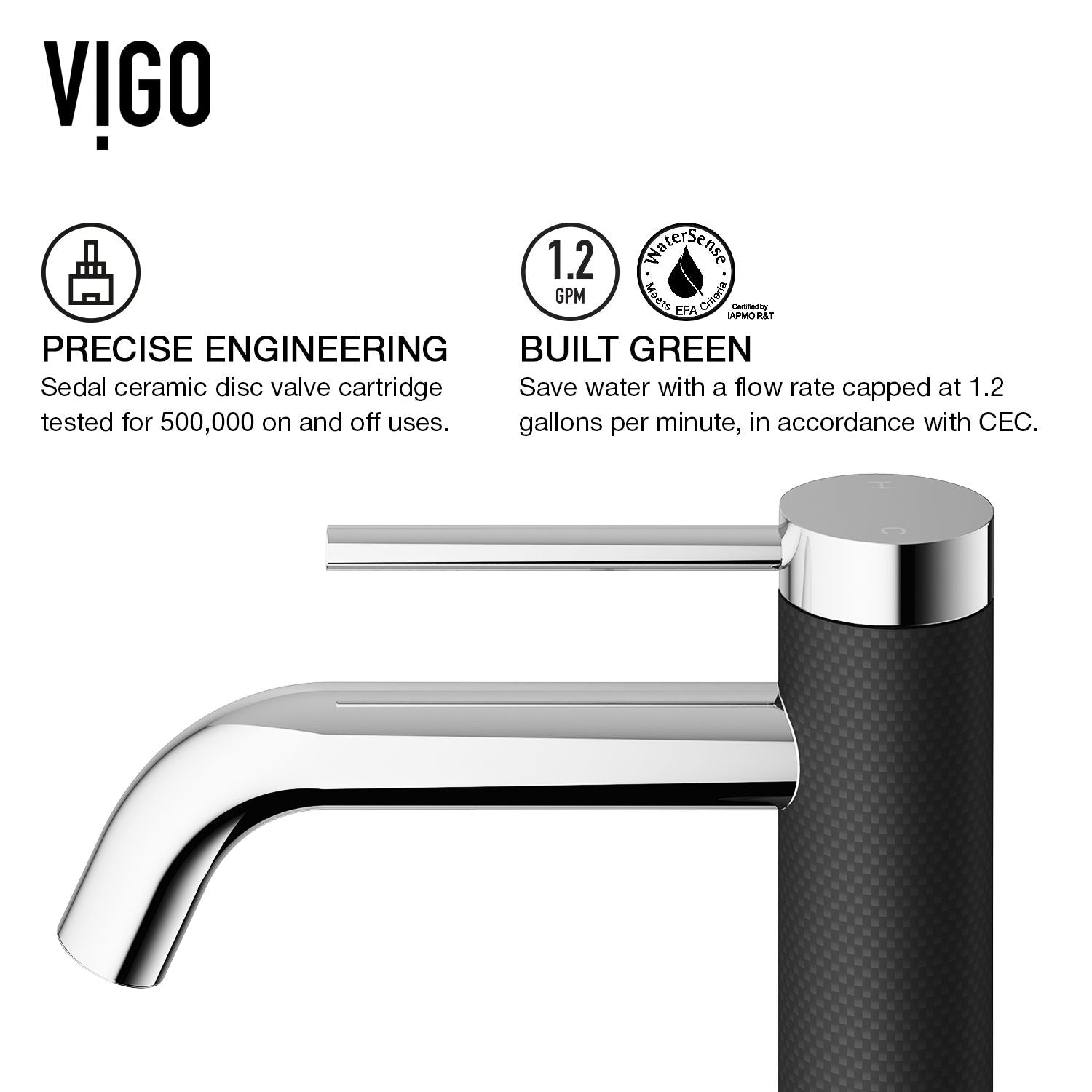 Lexington Single Handle Vessel Sink Bathroom Faucet with cFiber© Body, Chrome J9O3 - product image 7