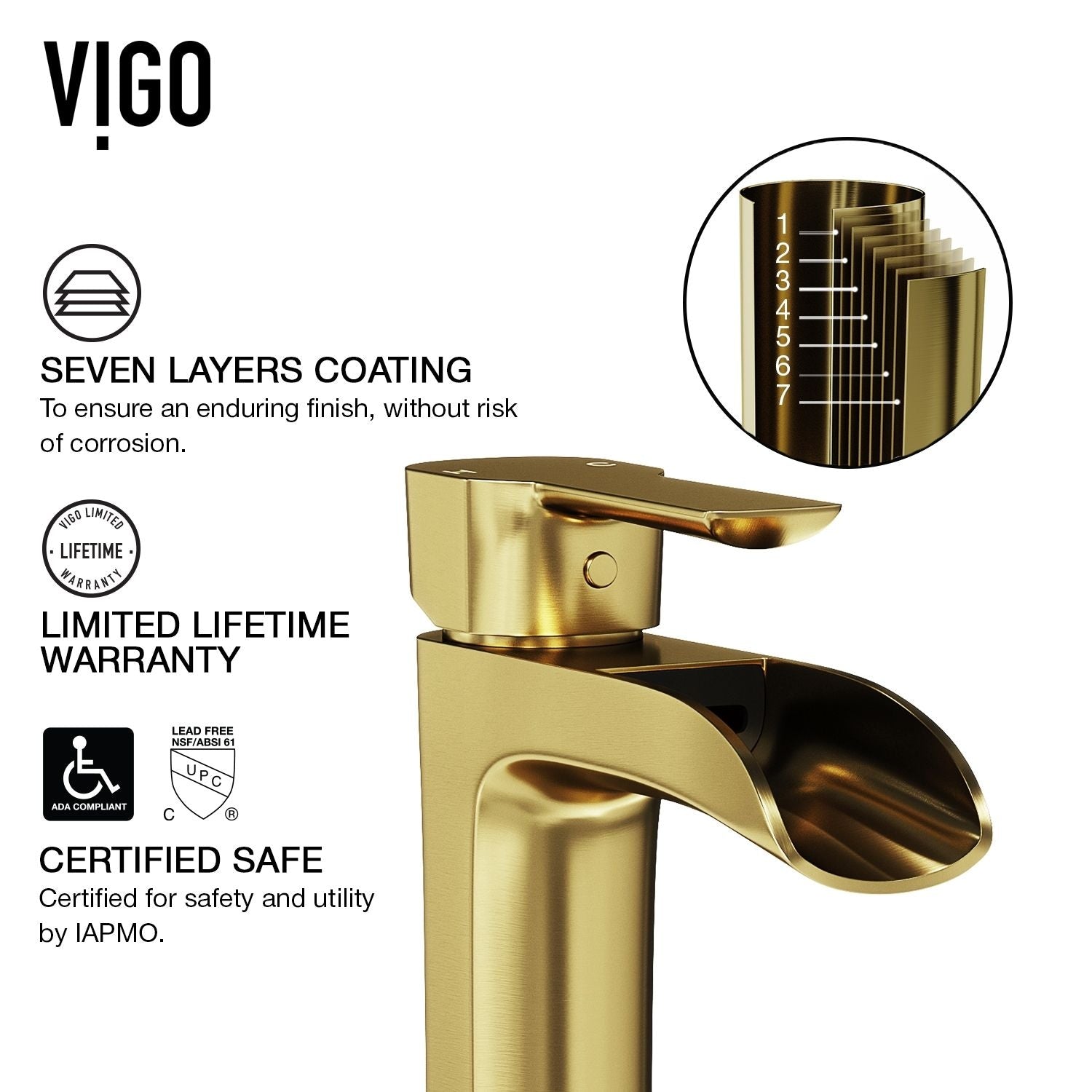 Niko Single Handle Single-Hole Bathroom Vessel Faucet in Matte Brushed Gold Q5C3 - product image 5