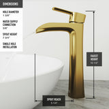 Niko Single Handle Single-Hole Bathroom Vessel Faucet in Matte Brushed Gold Q5C3 - product image 8