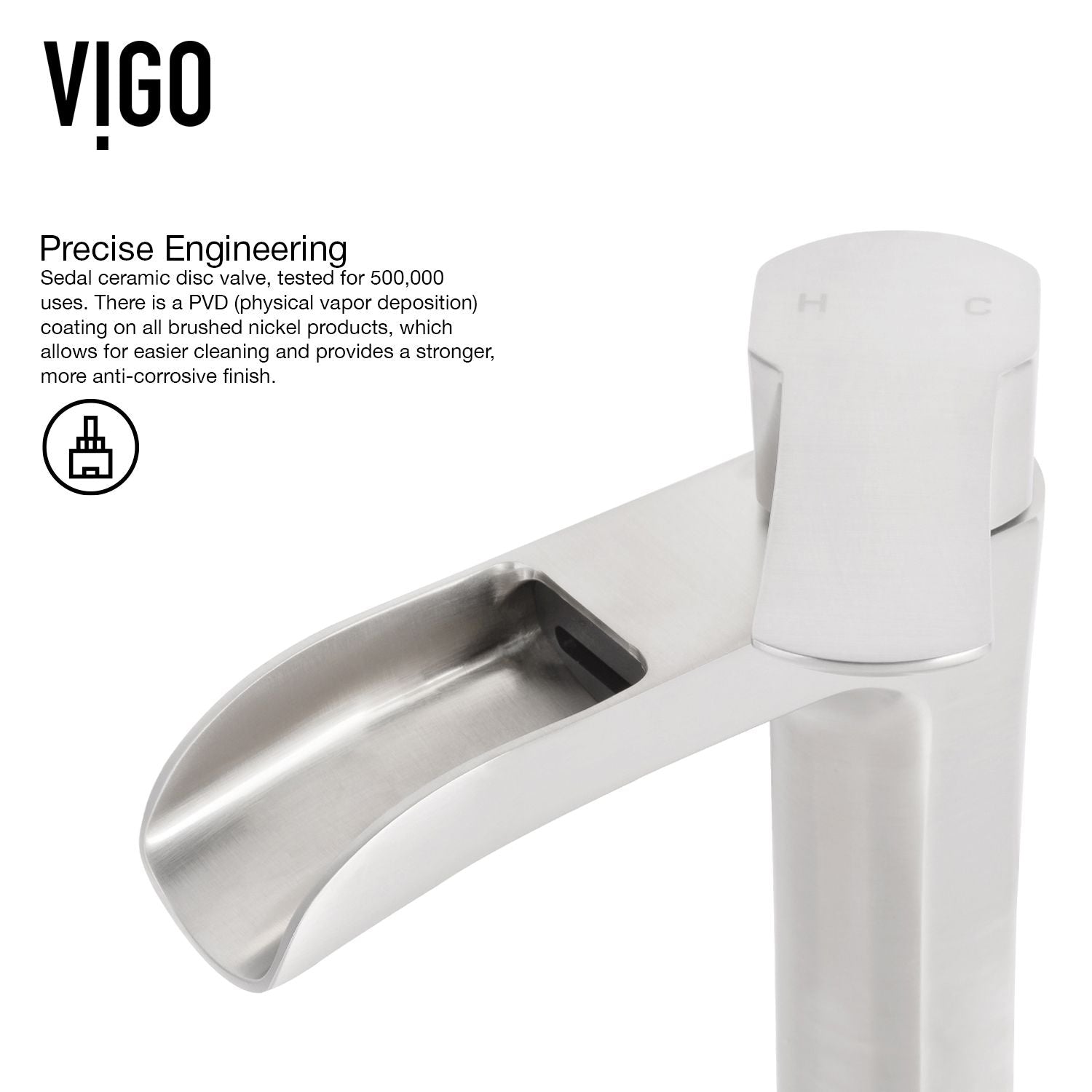 Niko Single Handle Vessel Sink Bathroom Faucet with Deck Plate, Brushed Nickel A9A2 - product image 5