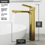 Norfolk Single Handle Vessel Single Hole Bathroom Sink Faucet, Matte Gold Q6Q3 - product image 7