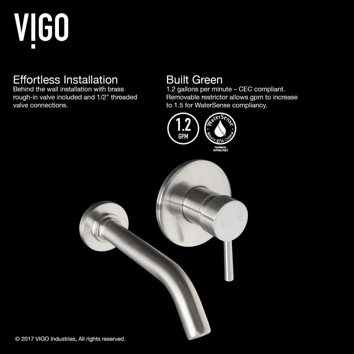Olus Wall Mount Bathroom Faucet, WaterSense Certified, Brushed Nickel Y9V8 - product image 3