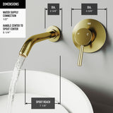 Olus Wall Mount Single Lever Bathroom Sink Faucet, WaterSense Certified, Matte BGold A7O7 - product image 3