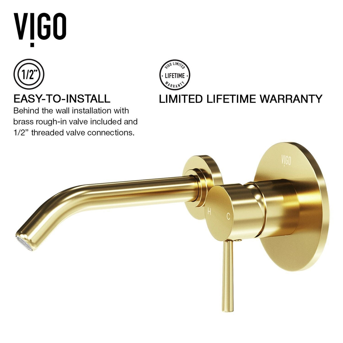 Olus Wall Mount Single Lever Bathroom Sink Faucet, WaterSense Certified, Matte BGold A7O7 - product image 4