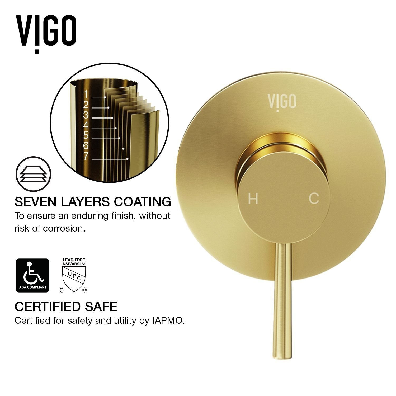 Olus Wall Mount Single Lever Bathroom Sink Faucet, WaterSense Certified, Matte BGold A7O7 - product image 5