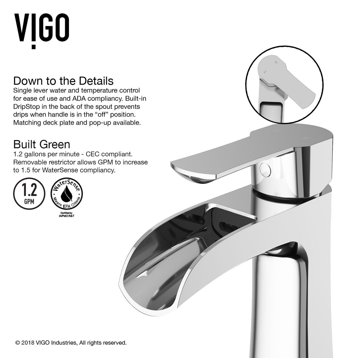 Paloma Single Handle Single Hole Bathroom Sink Faucet, WaterSense Certified, Chrome L5T0 - product image 5