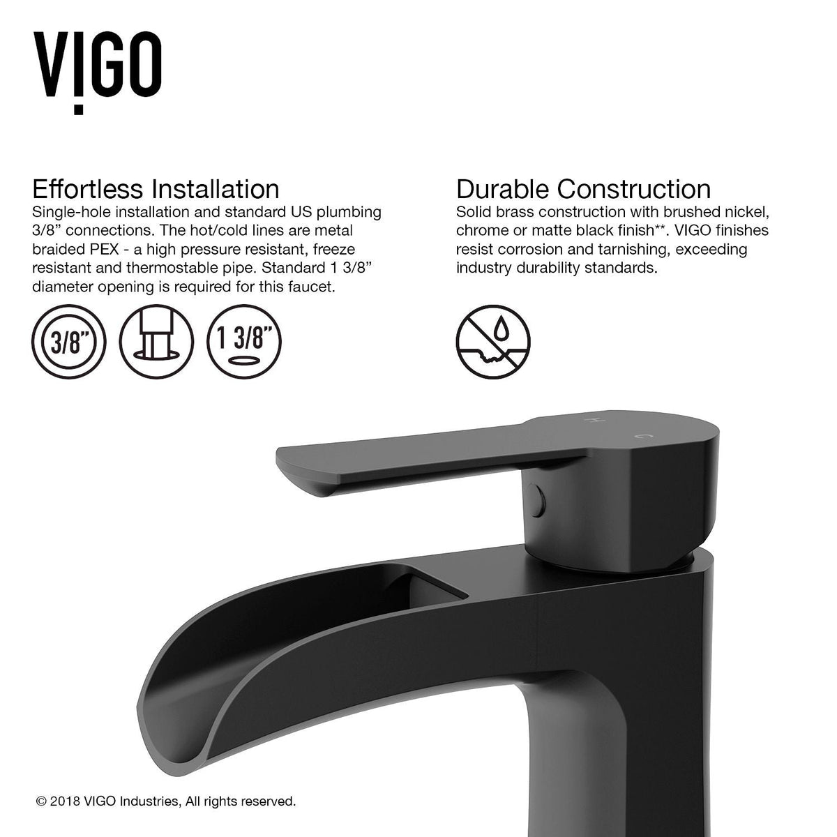 Paloma Single Handle Single Hole Bathroom Sink Faucet, WaterSense Certified, Matte Black H6X9 - product image 4