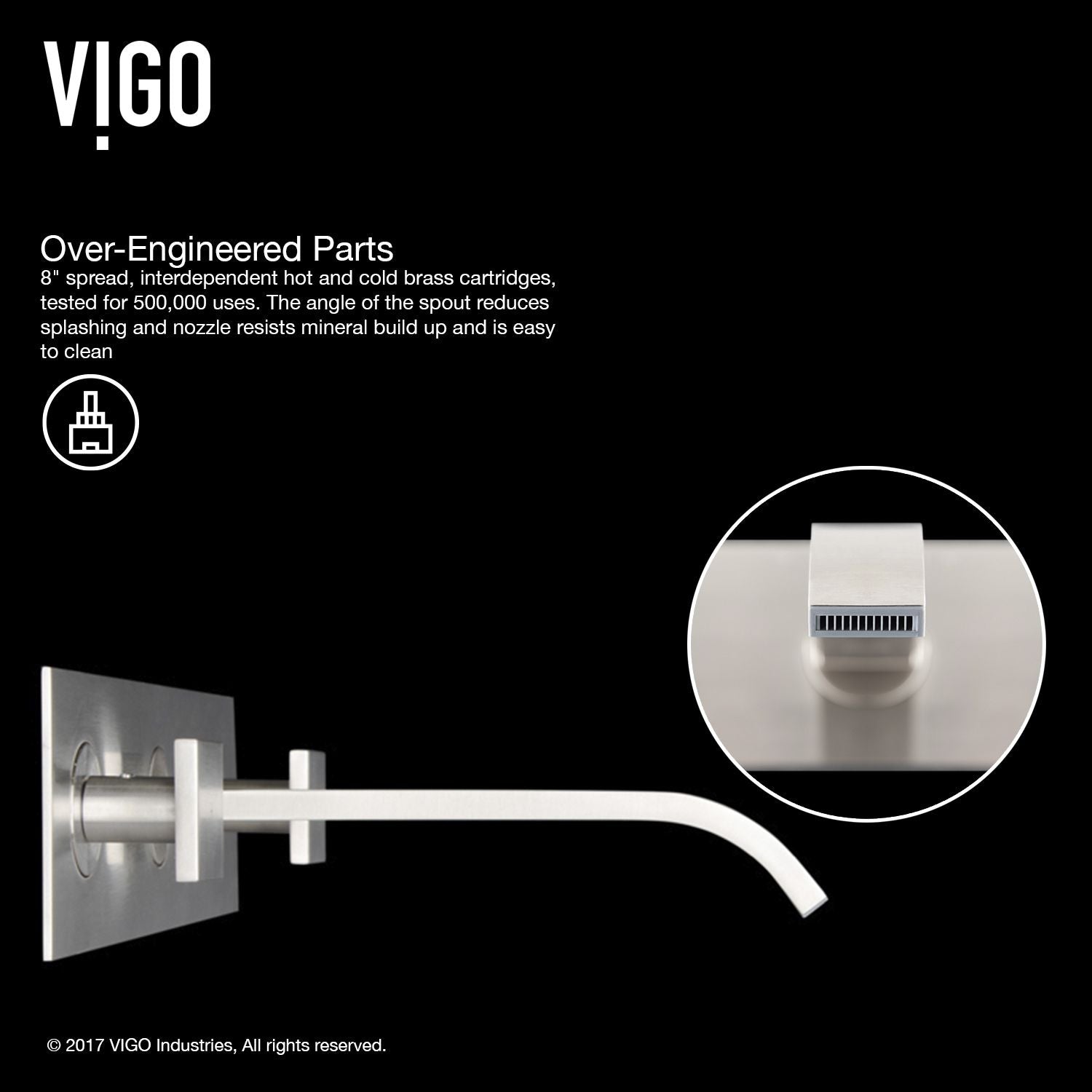Titus Wall Mount Dual Handle Bathroom Sink Faucet, Eco-Friendly 1.2 GPM Flow Rate, Brushed Nickel Y6K5 - product image 7