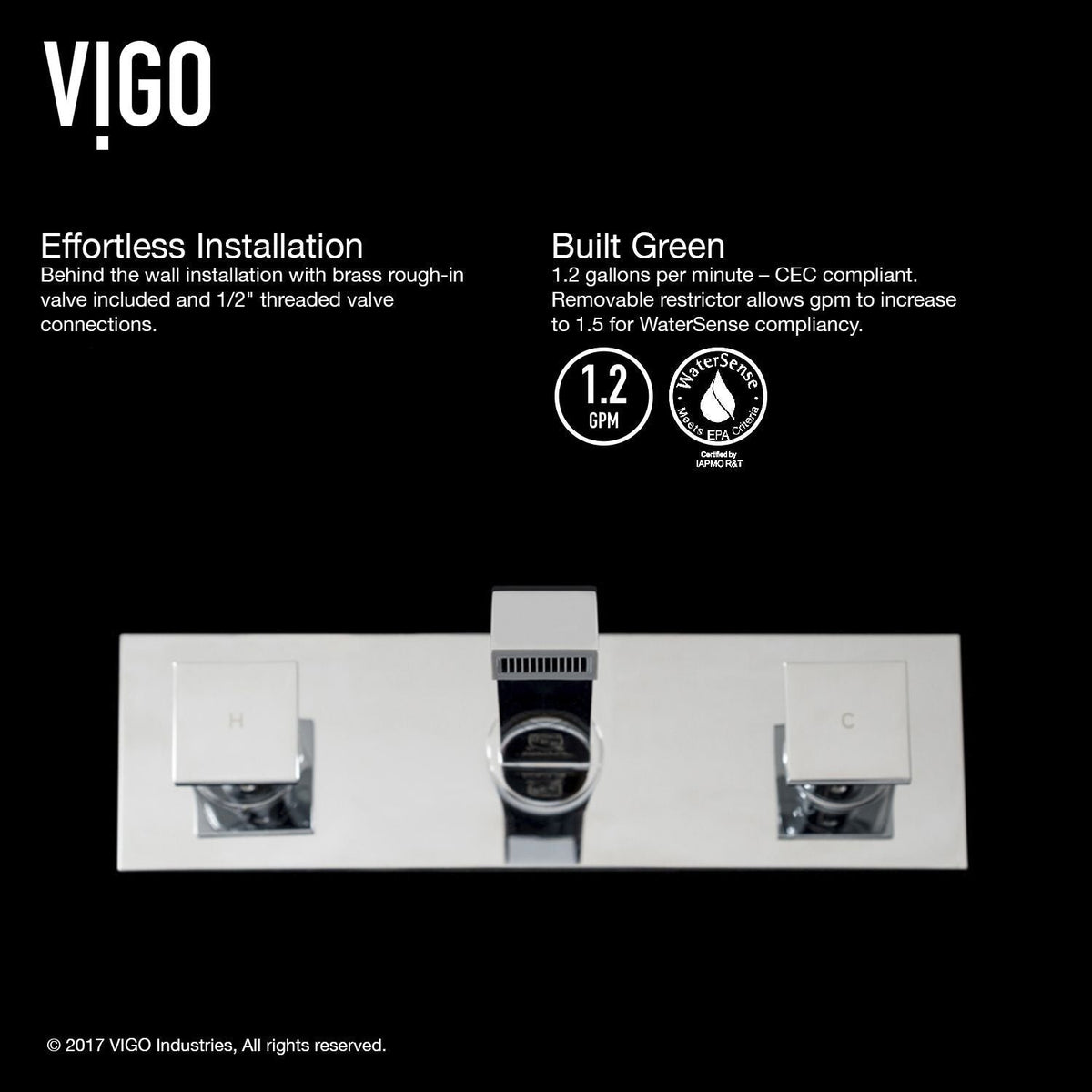 Titus Wall Mount Dual Handle Bathroom Sink Faucet, Eco-Friendly 1.2 GPM Flow Rate, Chrome C7D2 - product image 2
