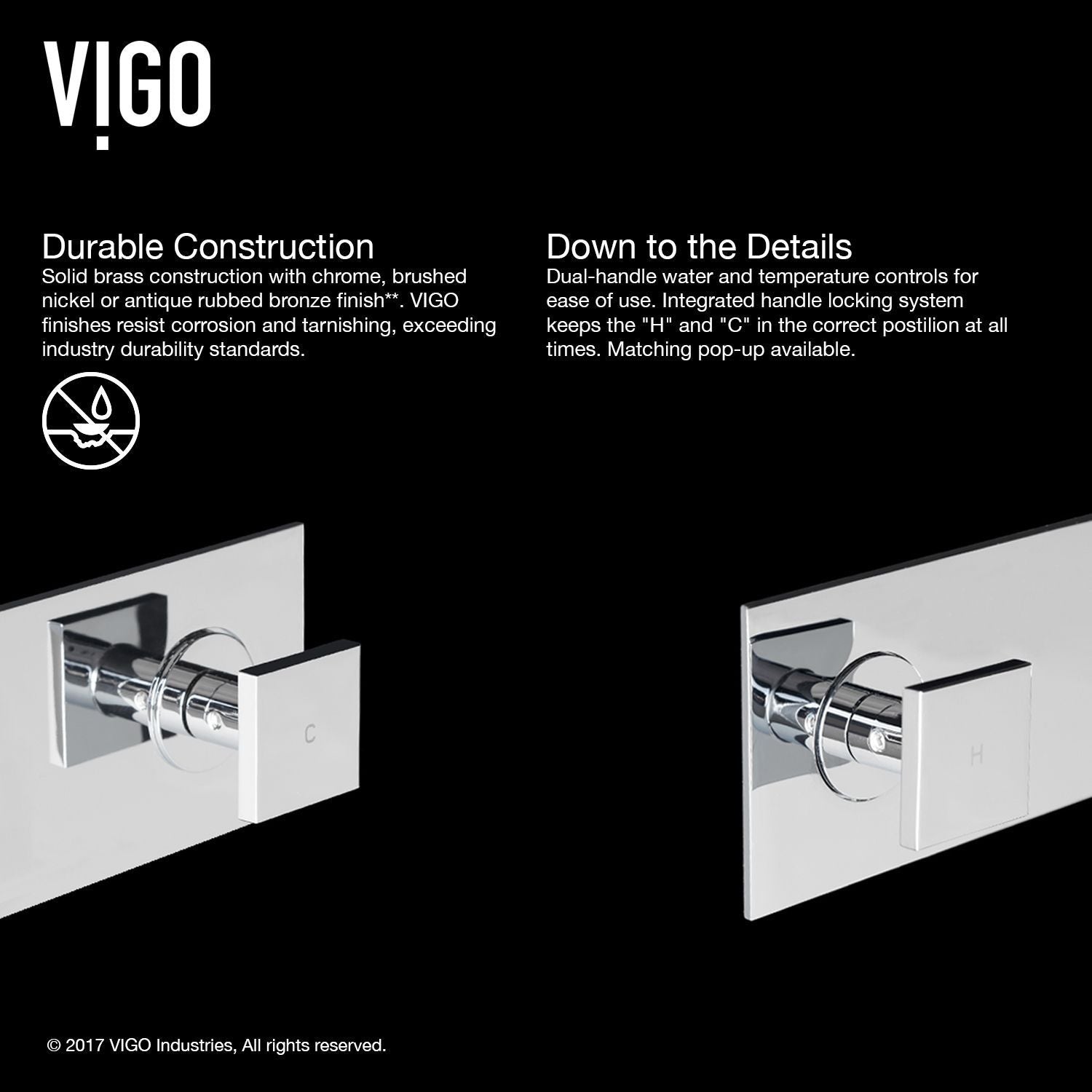 Titus Wall Mount Dual Handle Bathroom Sink Faucet, Eco-Friendly 1.2 GPM Flow Rate, Chrome C7D2 - product image 3