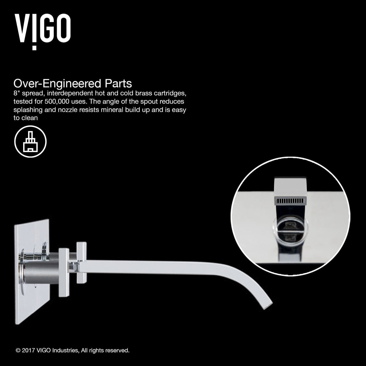 Titus Wall Mount Dual Handle Bathroom Sink Faucet, Eco-Friendly 1.2 GPM Flow Rate, Chrome C7D2 - product image 5