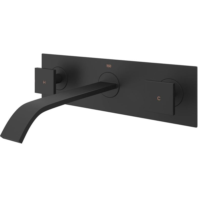 Titus Wall Mount Dual Handle Bathroom Sink Faucet, Eco-Friendly 1.2 GPM Flow Rate, Matte Black T2X8
